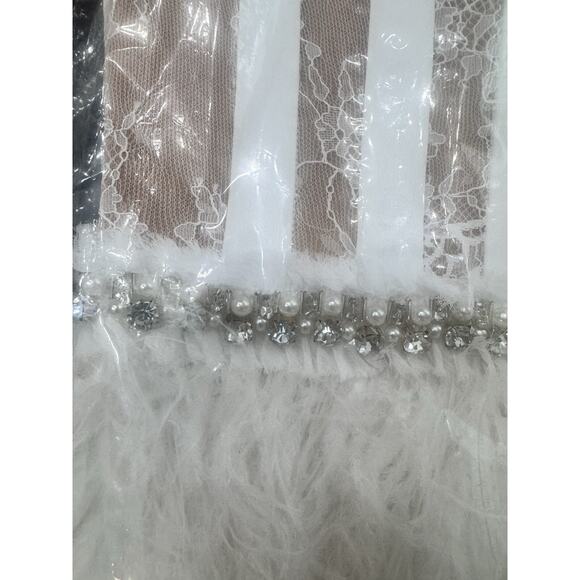 ALICE + OLIVIA XIA SHEER BUSTIER CRYSTAL FEATHERED STRAPLESS MINI DRESS SIZE 12 - Picture 11 of 11